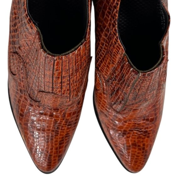 Dingo Embossed Leather Upper Ankle Boots Reptile Print Western Cowgirl Size 7.5 - Picture 4 of 15